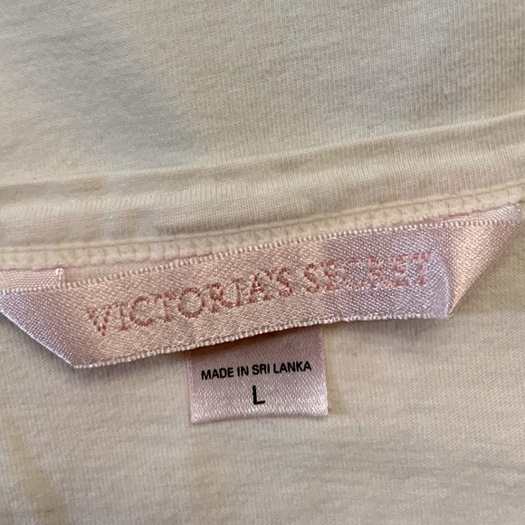 Victoria’s Secret VS White Comfy Cotton V-neck PJ Pajama Top Women’s L 10 12 - Picture 3 of 4